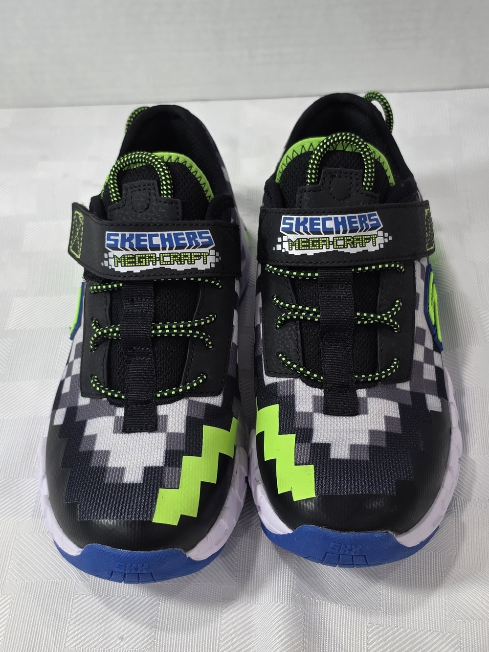Skechers Kids Black & Neon Green Pixel-Accent Slip-On Sneakers